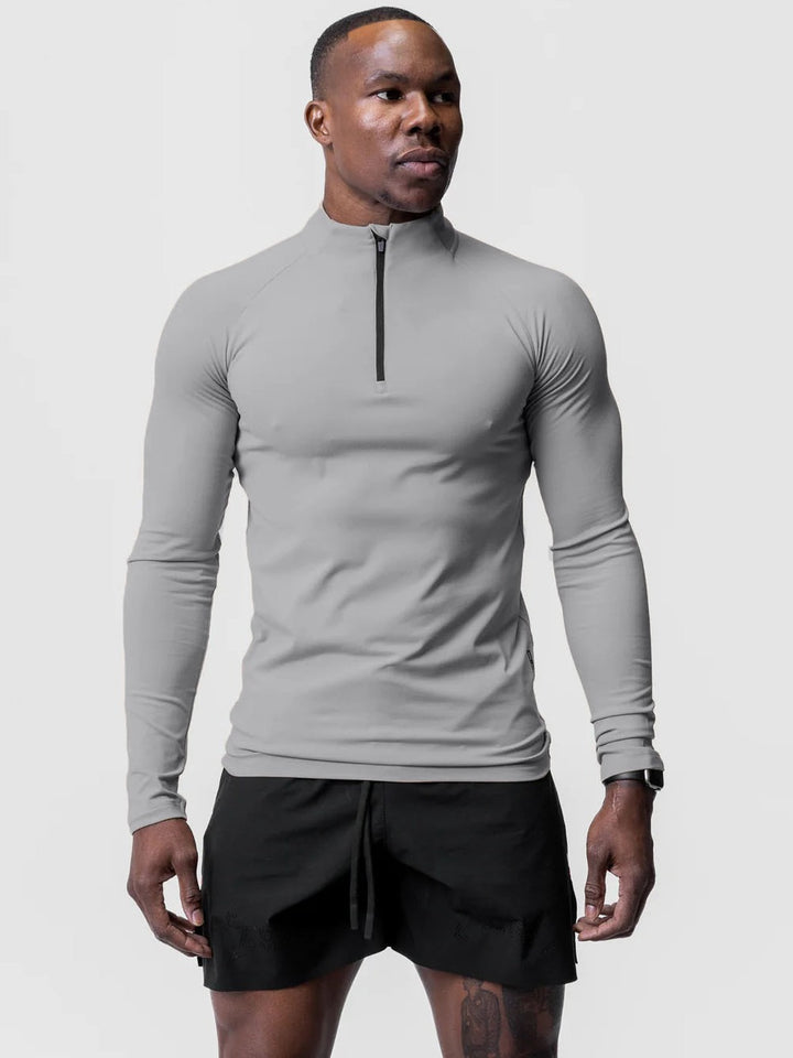 Mens Solid Color Half Zip Turtleneck Sport Shirt
