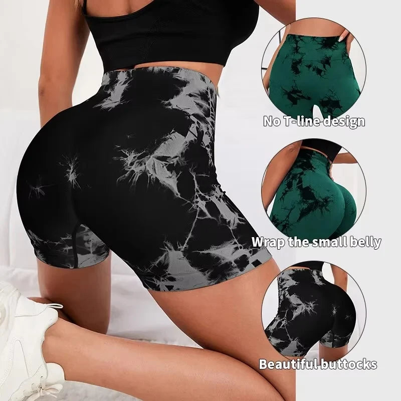 Seamless Tie-Dye Fitness Shorts