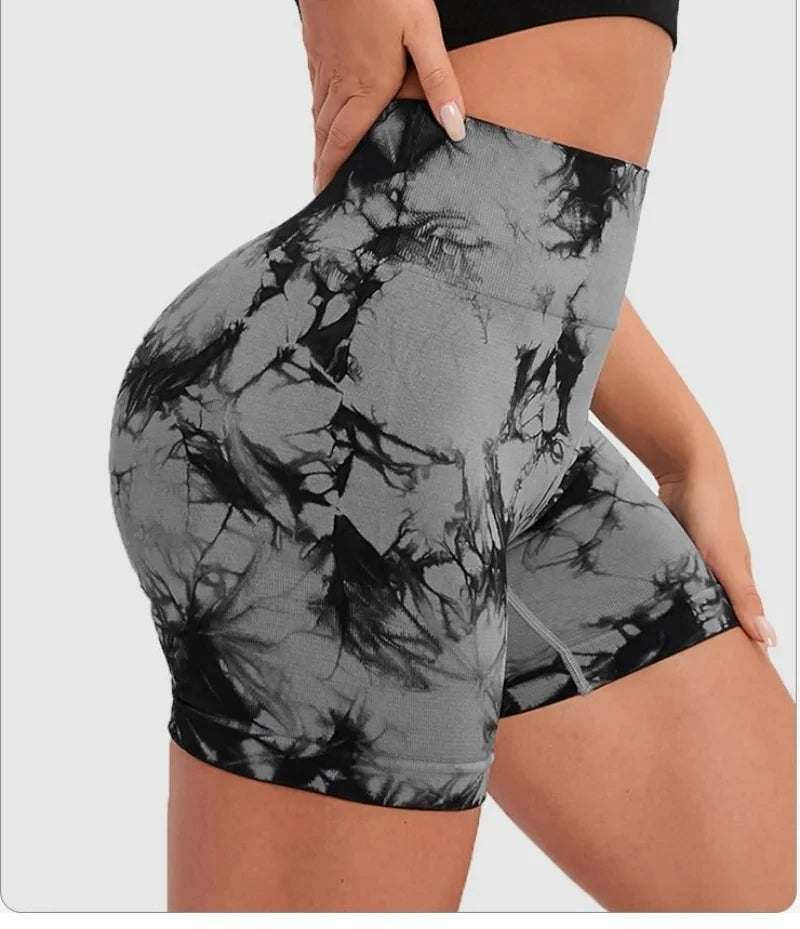 Seamless Tie-Dye Fitness Shorts