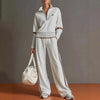Casual Stand Collar Sweatshirt Wide PantsLeg  Set
