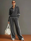 Casual Stand Collar Sweatshirt Wide PantsLeg  Set