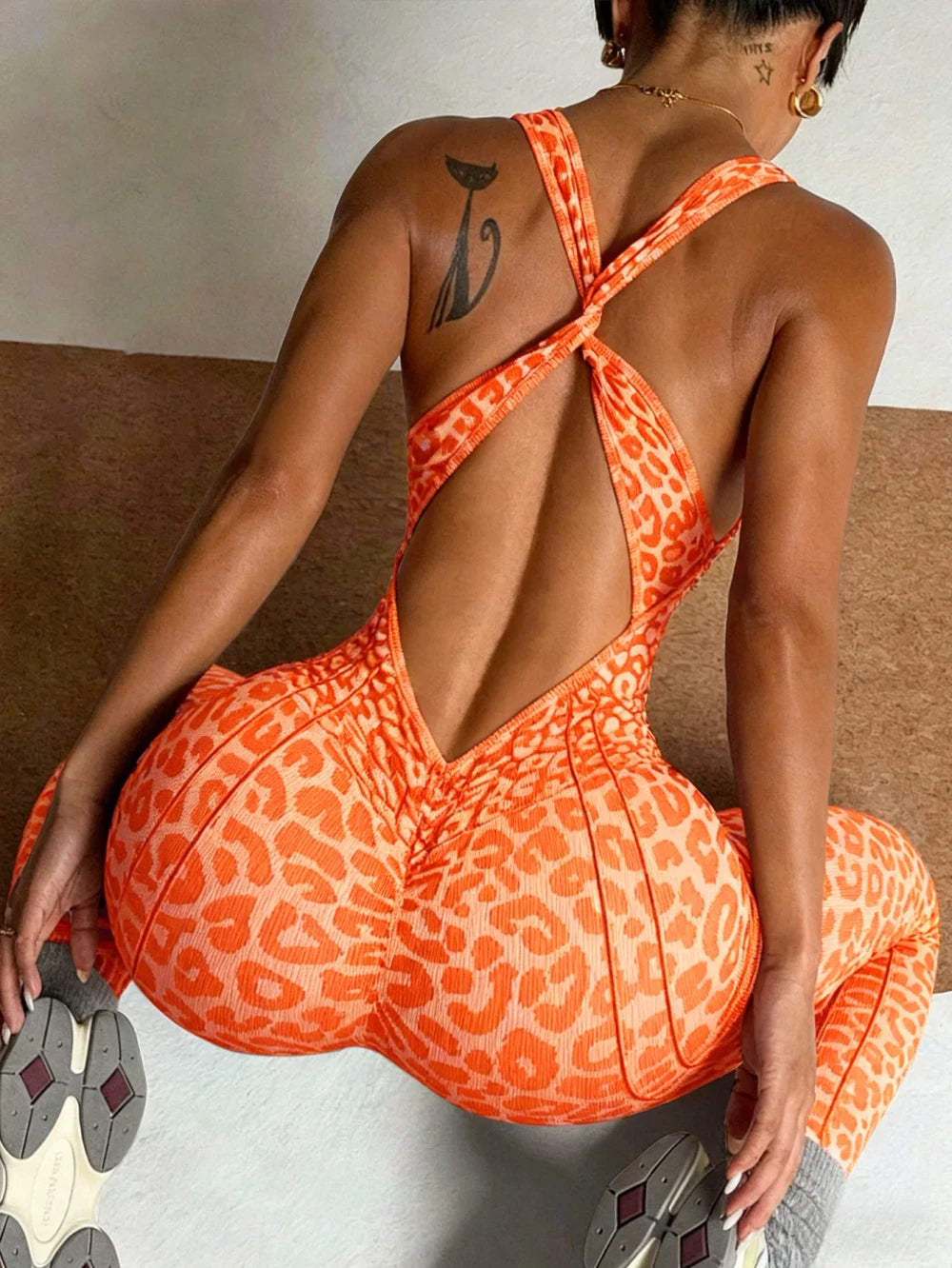 Leopard Print Workout Romper