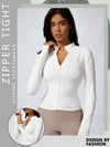 Womens Solid Zipper Sports Jacket