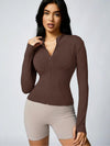 Womens Solid Zipper Sports Jacket