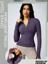 Womens Solid Zipper Sports Jacket