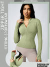 Womens Solid Zipper Sports Jacket