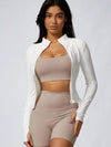 Womens Solid Zipper Sports Jacket