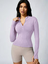 Womens Solid Zipper Sports Jacket
