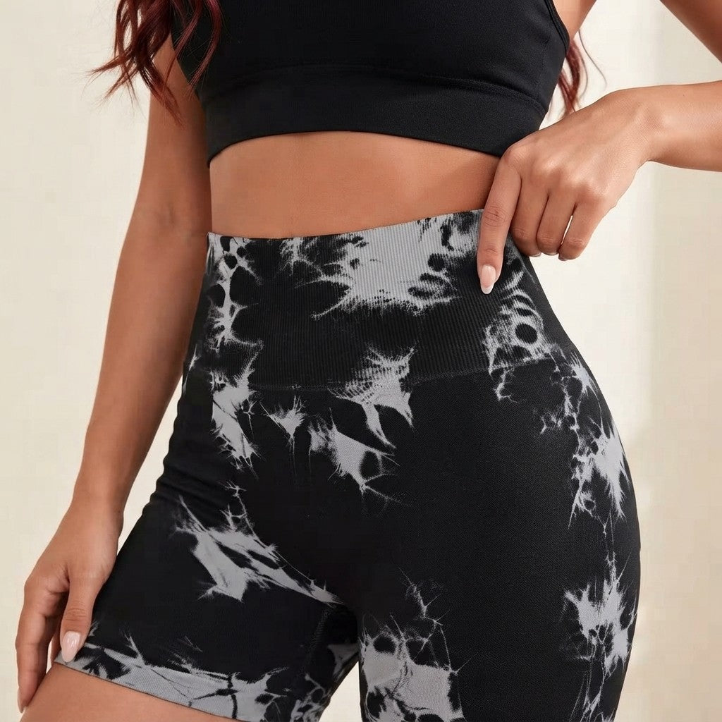 Seamless Tie-Dye Fitness Shorts