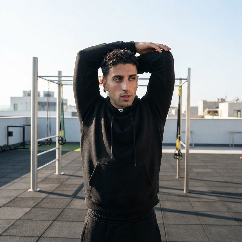 Solid Fleece Fitness Hoodie