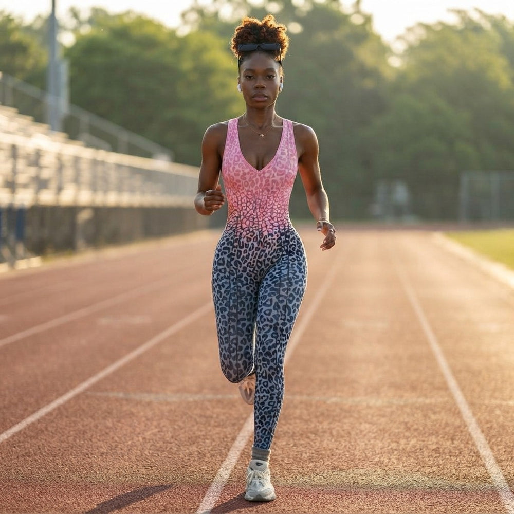 Leopard Print Workout Romper