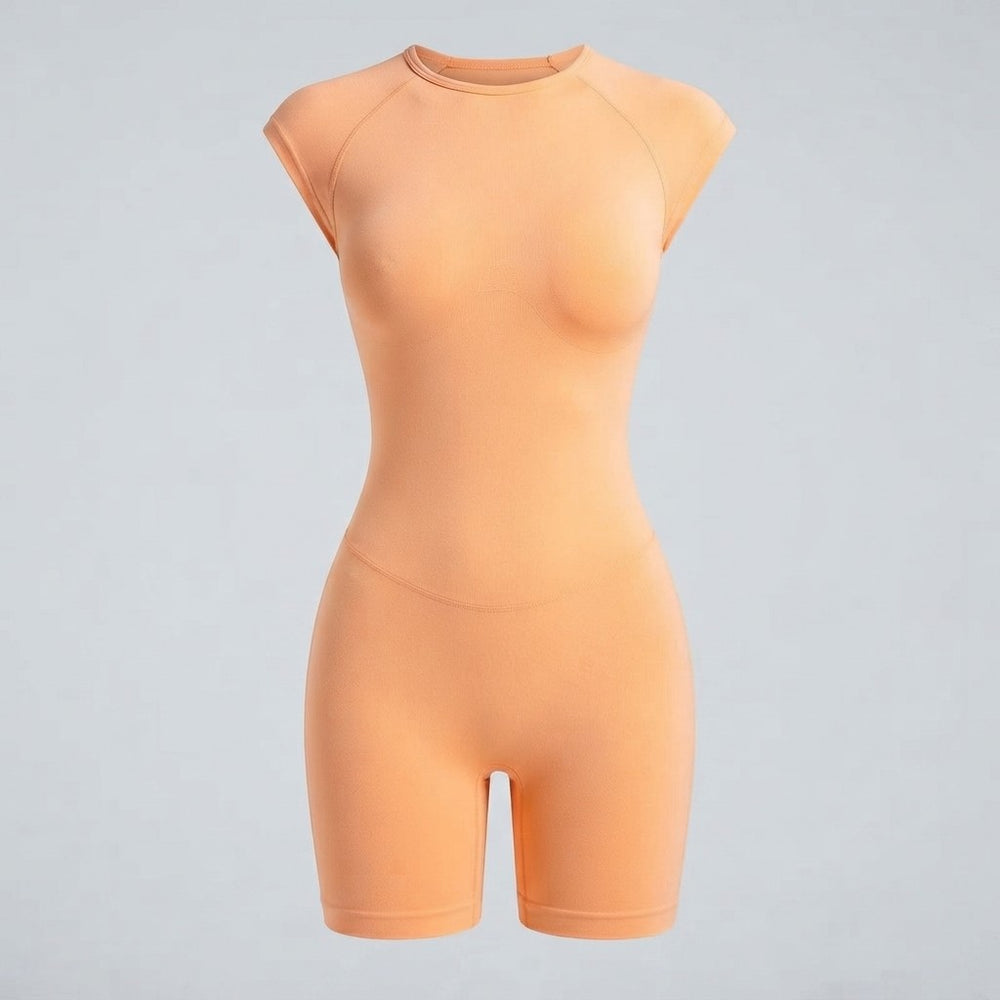 Short Sleeve One Piece Workout Jumpsuit