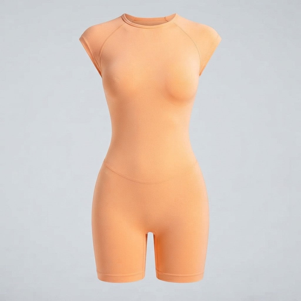 Short Sleeve One Piece Workout Jumpsuit