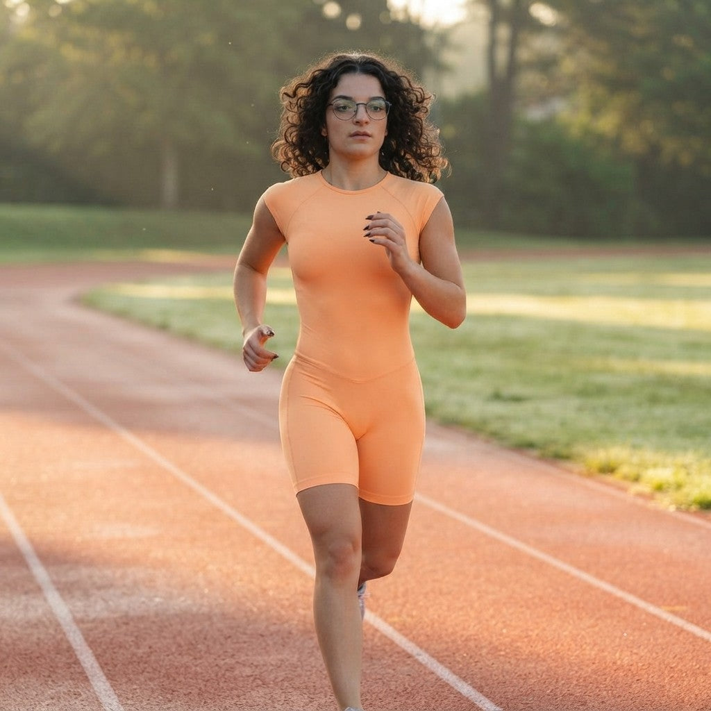 Short Sleeve One Piece Workout Jumpsuit