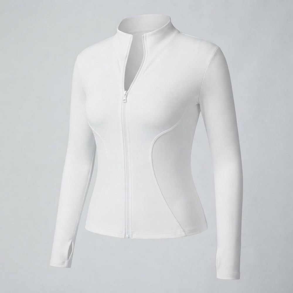 Womens Solid Zipper Sports Jacket