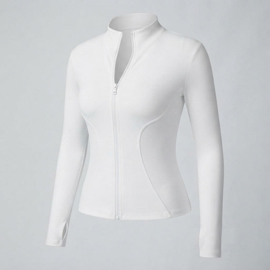 Womens Solid Zipper Sports Jacket